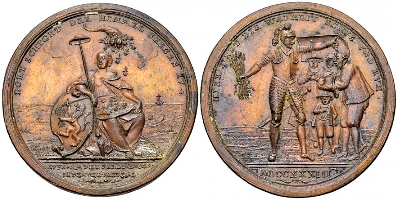 Niederlande, Galvano der Medaille 1733, Aufnahme von Emigranten 

Niederlande....