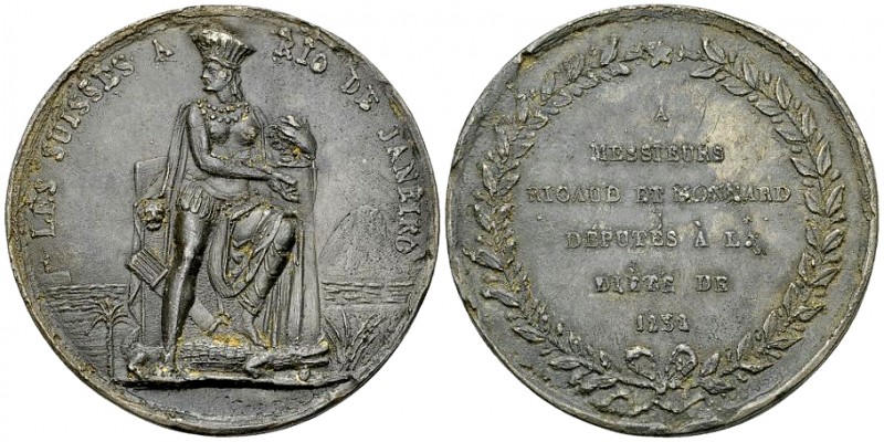 Schweiz/Brasilien, Galvano der Medaille 1838 

Schweiz/Brasilien. Aus zwei Häl...