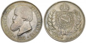 Brazil AR 2000 Reis 1875 

Brazil. Pedro II. (1831-1889). AR 2000 Reis 1875 (37 mm, 25.28 g). 
KM 475a. 

Good very fine.