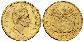 Colombia AV 5 Pesos 1930, Medellin 

Colombia, Republic. AV 5 Pesos 1930 (7.99 g), Medellin.
KM 204.

Extremely fine.