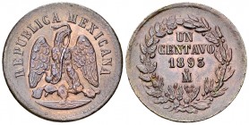 Mexico AE Centavo 1893 Mo 

Mexico. AE 1 Centavo 1893 Mo (26 mm, 7.96 g).
KM 391.6.

Almost uncirculated.