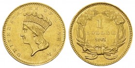USA AV Dollar 1861 

USA. AV 1 Dollar 1861 (1.67 g).
KM 86.

Extremely fine.