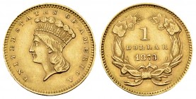 USA AV Dollar 1873 

USA. AV 1 Dollar 1873 (1.67 g).
KM 86.

Almost extremely fine.