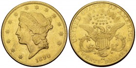 USA AV 20 Dollars 1890 CC 

USA. AV 20 Dollars 1890 CC (33.43 g), Carson City.
KM 74.3.

Very rare. Extremely fine.