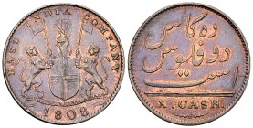 India CU 10 Cash 1808 

India, British. Madras Presidency. CU 10 Cash 1808 (26 mm, 4.82 g).
KM 319.

Extremely fine.