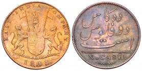 India CU 10 Cash 1808 

India, Madras Presidency. British East India Company. CU 10 Cash 1808 (26 mm, 4.61 g).
KM 319.

Good very fine.