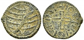 Portuguese India AE Dinheiro, Malacca 

 Portuguese India. Joao III (1521-1557). AE Dinheiro. (19 mm, 1.41 g), Malacca. 
Gomes 18.01.

Very fine.