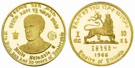 Ethiopia AV 10 Dollars 1966 

Ethiopia. AV 10 Dollars 1966 (4.09 g). Haile Selassie.
KM 38.

FDC from proof.