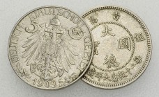 Kautschou, Lot of 2 5 Cents 1909 

China, Kiautschou. Lot of 2 (two) Cu-Ni 5 Cents 1909 (19 mm, 2.97 and 2.97 g).
 KM 1.

Extremely fine. (2)

...