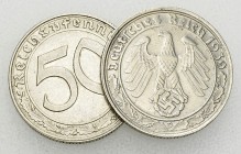 Deutschland, Lot von 2 NI 50 Reichspfennig 

Deutschland. Deutsches Reich. Lot von 2 (zwei) NI 50 Reichspfennig 1938 D und 1939 D.

Gutes sehr sch...