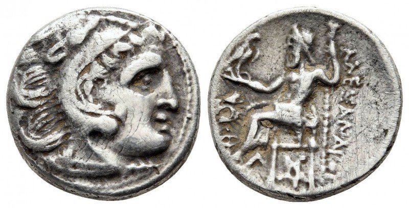 Kings of Macedonia, Lysimachos, 305 - 281 BC
Silver Drachm, Kolophon Mint, 16mm...