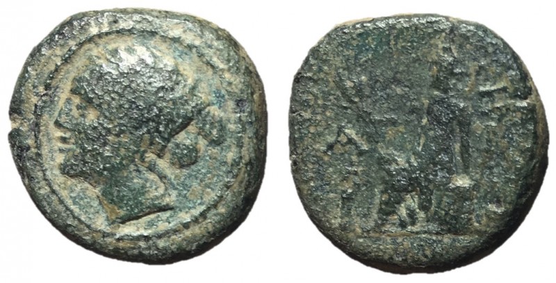 Thrace, Sestos, 4th Century BC
AE19, 7.57 grams
Obverse: Female head left wear...