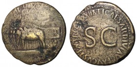 Divus Augustus, 36 - 37 AD, AE Sestertius, Quadriga of Elephants