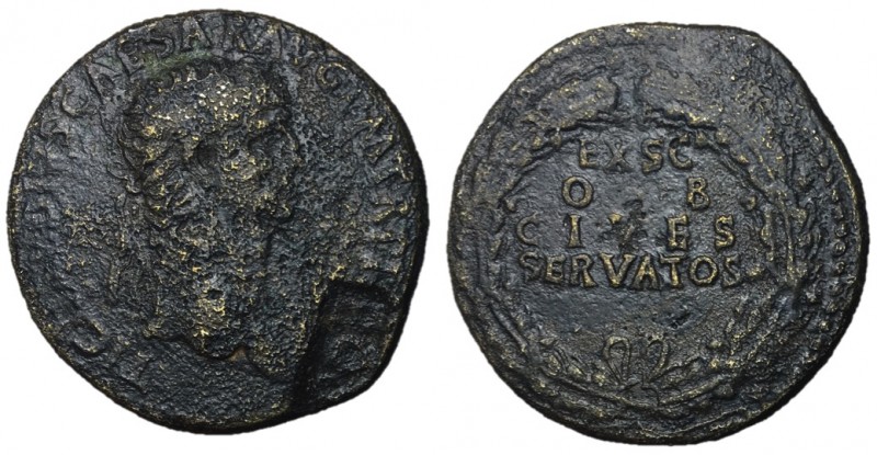 Claudius I, 41 - 54 AD
AE Sestertius, Rome Mint, 34mm, 29.56 grams
Obverse: TI...