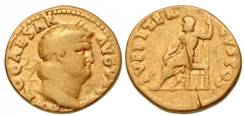 Nero, 54 - 68 AD Gold Aureus, Rome Mint, 18mm, 7.09 grams Obverse: NERO CAESAR A...