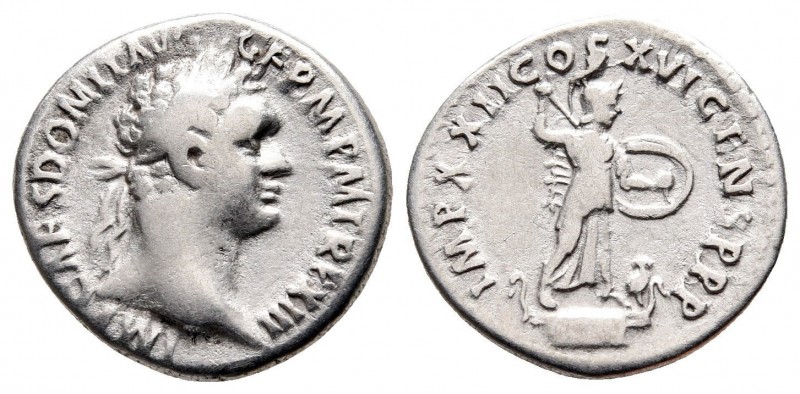 Domitian, 81 - 96 AD
Silver Denarius, Rome Mint, 19mm, 2.99 grams
Obverse: IMP...
