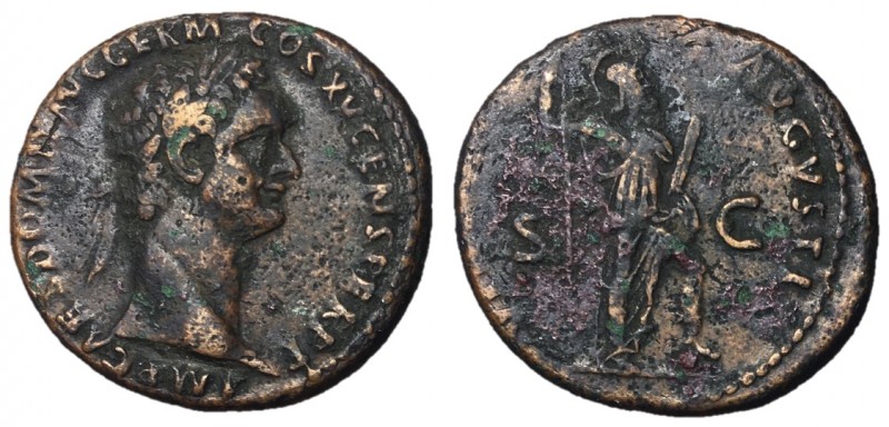 Domitian, 81 - 96 AD
AE As, Rome Mint, 28mm, 12.01 grams
Obverse: IMP CAES DOM...