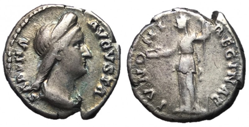 Sabina, 128 - 136 AD
Silver Denarius, Rome Mint, 18mm, 3.31 grams
Obverse: SAB...