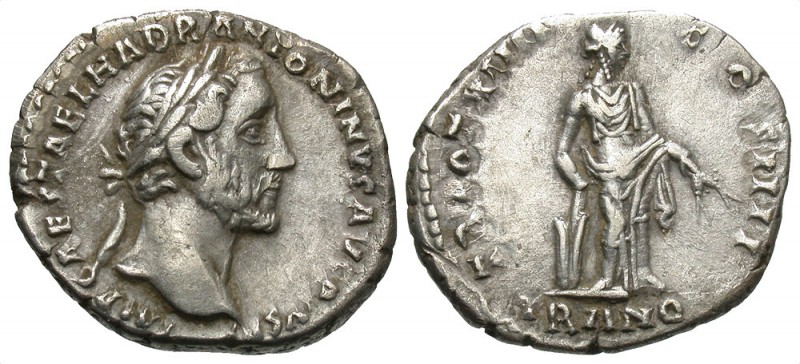 Antoninus Pius, 138 - 161 AD
Silver Denarius, Rome Mint, 18mm, 3.18 grams
Obve...