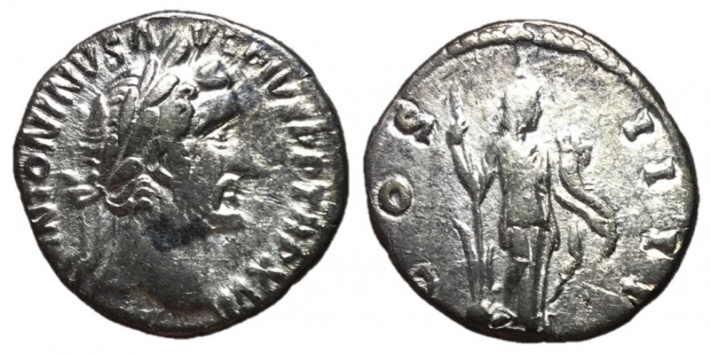 Antoninus Pius, 138 - 161 AD
Silver Denarius, Rome Mint, 18mm, 2.95 grams
Obve...
