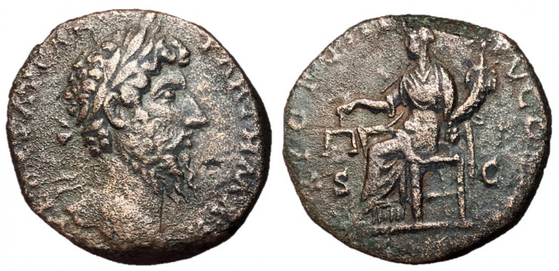 Lucius Verus, 161 - 169 AD
AE Sestertius, Rome Mint, 29mm, 20.80 grams
Obverse...