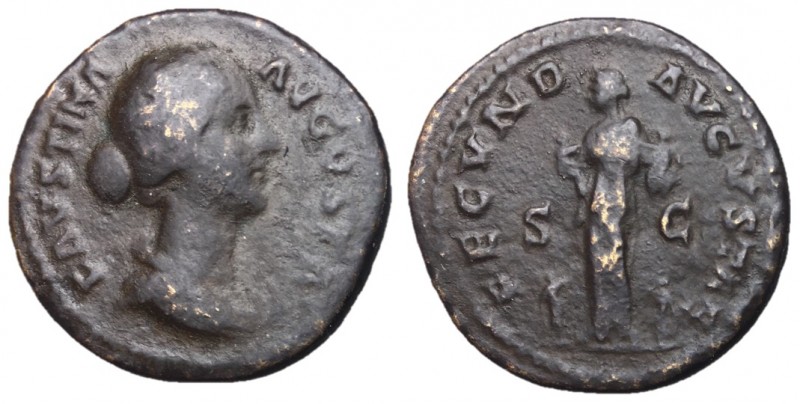 Faustina Jr., 164 - 169 AD
AE As, Rome Mint, 27mm, 9.93 grams
Obverse: FAVSTIN...