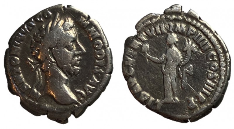 Commodus, 177 - 192 AD
Silver Denarius, Rome Mint, 20mm, 2.98 grams
Obverse: M...