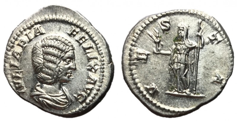 Julia Domna, 198 - 207 AD
Silver Denarius, Rome Mint, 20mm, 3.60 grams
Obverse...