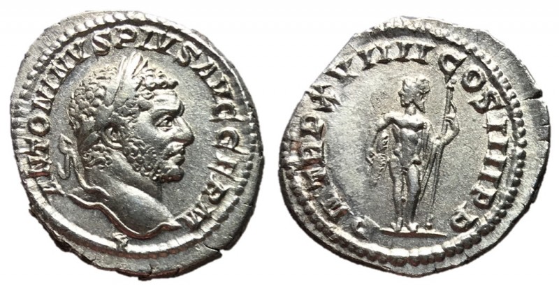 Caracalla, 222 - 235 AD
Silver Denarius, Rome Mint, 20mm, 3.17 grams
Obverse: ...