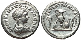 Geta, 198 - 217 AD, Silver Denarius, Sacrificial Implements