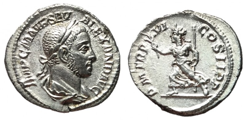 Severus Alexander, 222 - 235 AD
Silver Denarius, Rome Mint, 20mm, 2.67 grams
O...