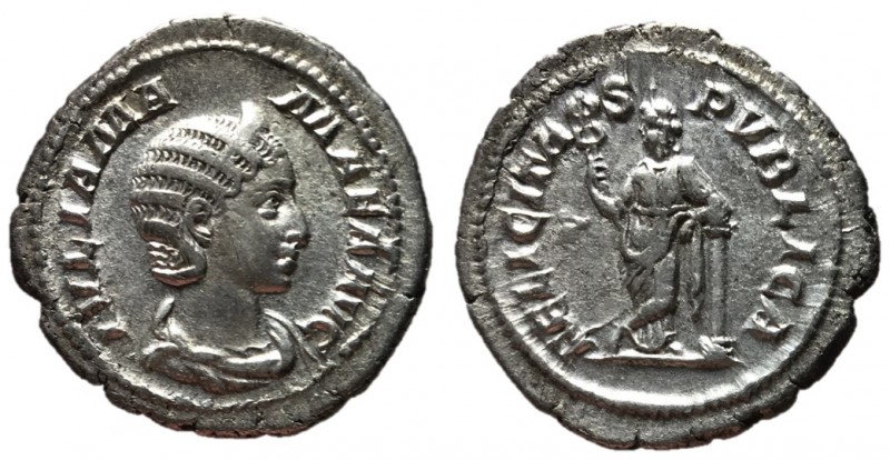 Julia Mamaea, Issue by Severus Alexander, 228 AD
Silver Denarius, Rome Mint, 21...
