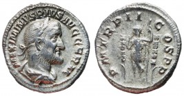 Maximinus I, 235 - 238 AD, Silver Denarius, Emperor with Standards