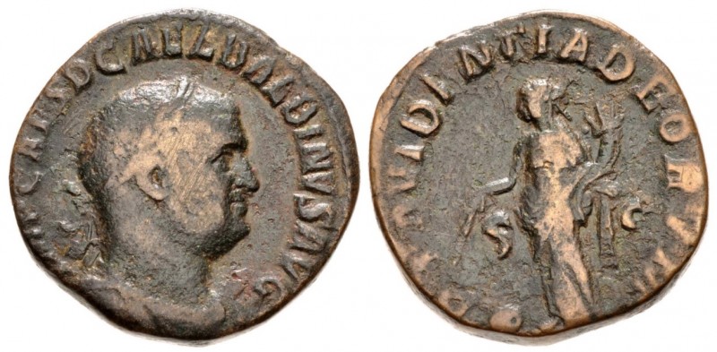 Balbinus 238 AD
AE Sestertius, Rome Mint, 29mm, 18.97 grams
Obverse: IMP CAES ...