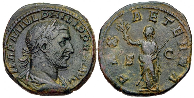 Philip I, 244 - 249 AD
AE Sestertius, Rome Mint, 29mm, 22.09 grams
Obverse: IM...