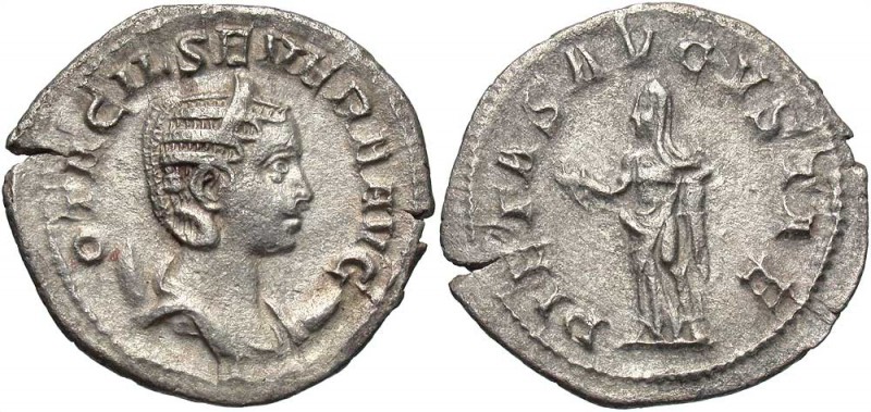 Otacillia Severa, 244 - 249 AD
Silver Denarius, Rome Mint, 23mm, 2.42 grams
Ob...