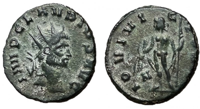 Claudius II, 268 - 270 AD
AE Antoninianus, Rome Mint, 20mm, 3.83 grams
Obverse...