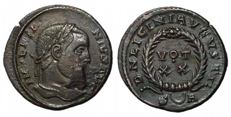Licinius I, 308 - 324 AD
AE Follis, Arelate Mint, 19mm, 2.61 grams
Obverse: IM...