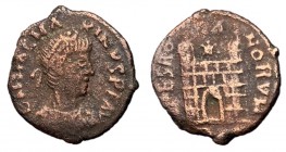 Magnus Maximus, 383 - 388 AD, AE14, Arles Mint, Camp Gate