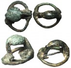 Celt-Iberia, 3rd - 2nd Century AD, Lot of TWO AE Fibula, Unique Penannular Form