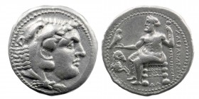 Kingdom of Macedon, Alexander III 'the Great' AR Tetradrachm. Damaskos, circa 330-323 BC. 
Obv: Head of Herakles right, wearing lion skin headdress.
R...