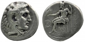 MACEDONIAN KINGDOM. Alexander III the Great (336-323 BC). AR drachm 
Kolophon
Head of Heracles right, wearing lion-skin headdress
Rev: Zeus seated lef...