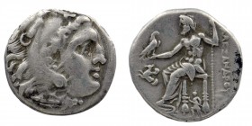 Kings of Macedon. Lampsakos. Alexander III "the Great" 336-323 BC.
Drachm AR
Obv: Head of Herakles to right, wearing lion skin headdress
Rev: ΑΛΕΞΑ...