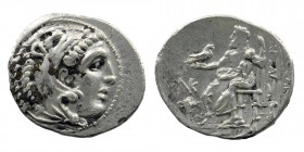 Macedonian Kingdom. Alexander III the Great. 336-323 B.C. AR drachm
Sardis mint.
Head of Herakles right, wearing lion's skin / Zeus Aëtophoros seated ...