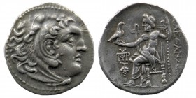 Kingdom of Macedon, Alexander III 'the Great' AR Drachm. 319-310 BC
Herakles right, wearing lion skin headdress
Rev: Zeus Aëtophoros seated left, hold...