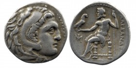 Kingdom of Macedon, Alexander III 'the Great' AR Drachm. 319-310 BC
Herakles right, wearing lion skin headdress
Rev: Zeus Aëtophoros seated left, hold...
