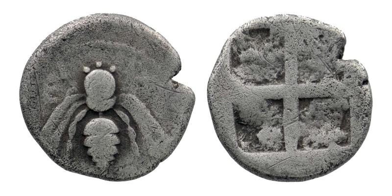 IONIA, Ephesos. 340-330 BC. AR Drachm 
Obv: Bee. E/ Φ
Rev: Quadripartite incuse ...