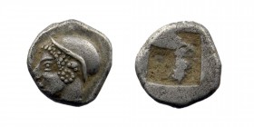 IONIA, Phokaia. Circa 625/0-522 BC. AR Obol
Female/ Athena head left, wearing helmet or close fitting cap
Rev: Incuse 
SNG Copenhagen (Cyprus, etc.) -...