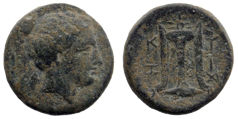 Mysia. Kyzikos circa 350-300 BC. AE 
Head of Kore Soteira right, hair bound in s...