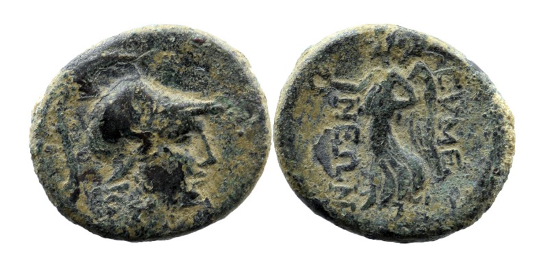 PHRYGIA. Eumeneia. Ae (Circa 133-0 BC) 
Obv: Helmeted head of Athena right.
Rev:...